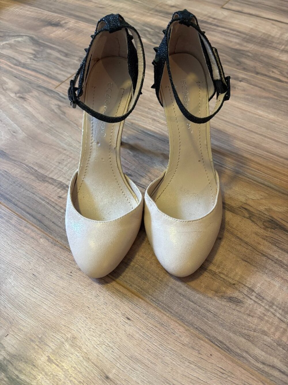 BCBGeneration Spiked Heels Cream toe with Textured Black Spiked Heel Size 6.5